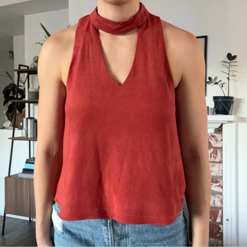 Olivaceous Deep Red Halter Tank Top